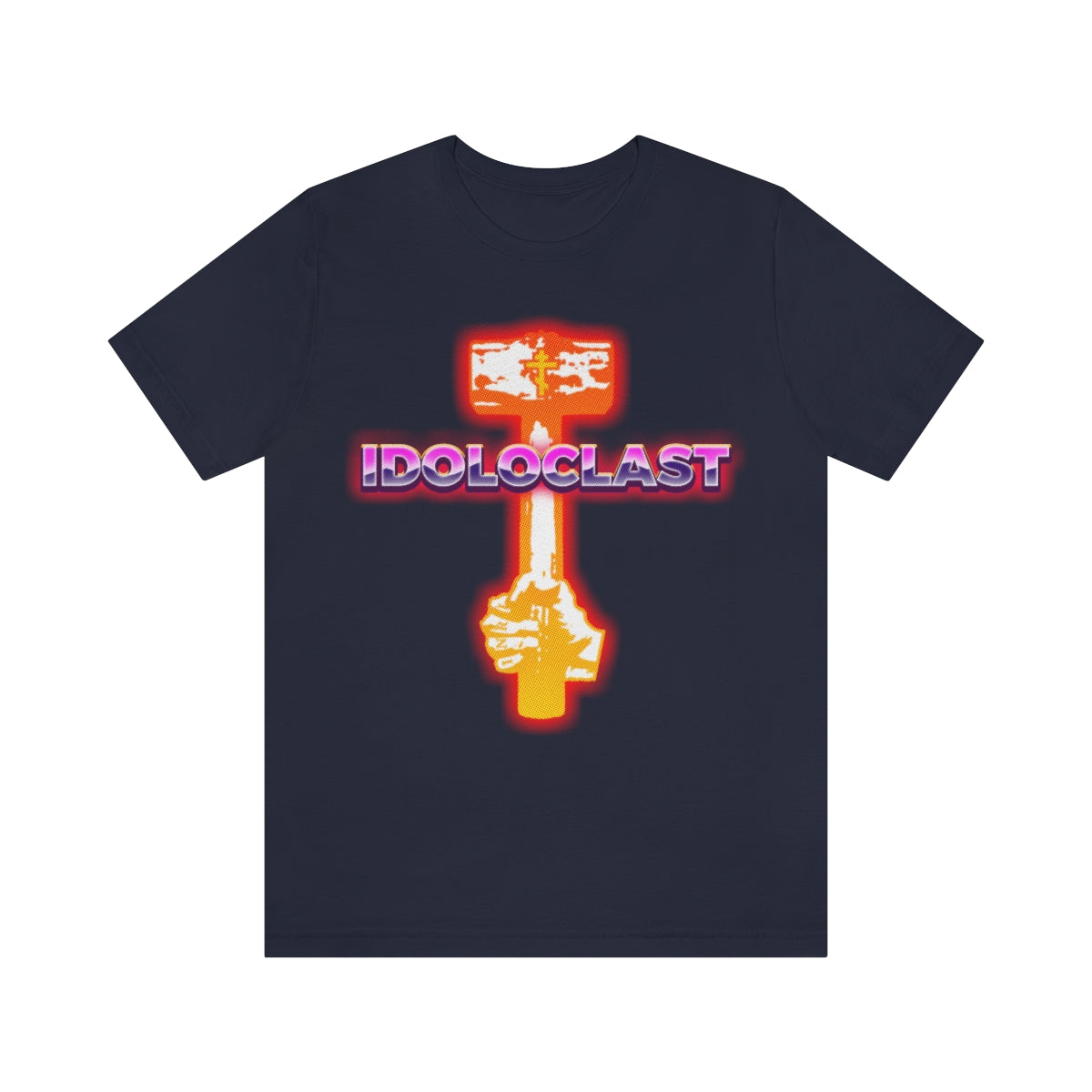 Idoloclast Idol-Smasher Glowing Sledge Hammer Design | 80s Synthwave Style | Orthodox Christian T-Shirt