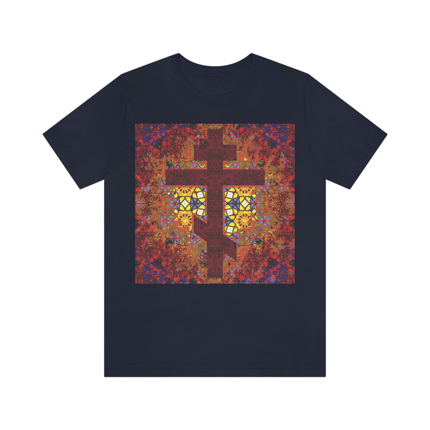 Stained Glass Cross Design No. 1 | Orthodox Christian T-Shirt