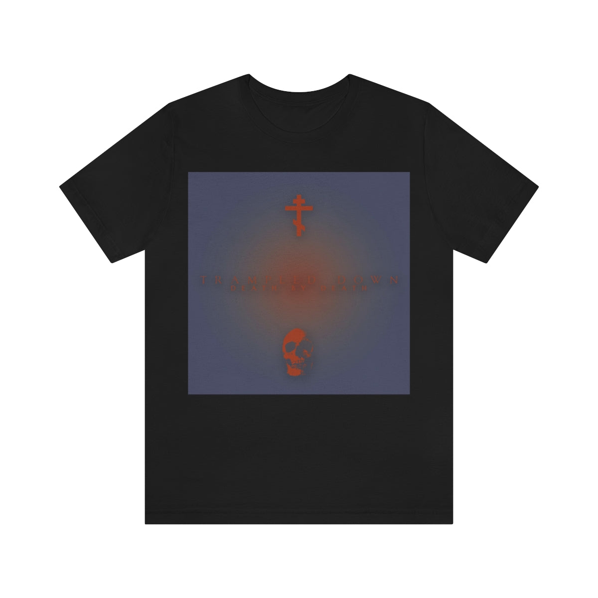 Trampled Down Death By Death | Pascha | Red Cross and Skull on Blue Background | Orthodox Christian T-Shirt