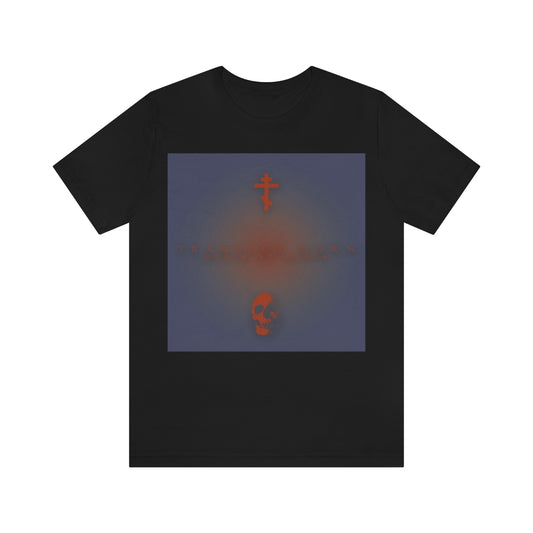 Trampled Down Death By Death | Pascha | Red Cross and Skull on Blue Background | Orthodox Christian T-Shirt
