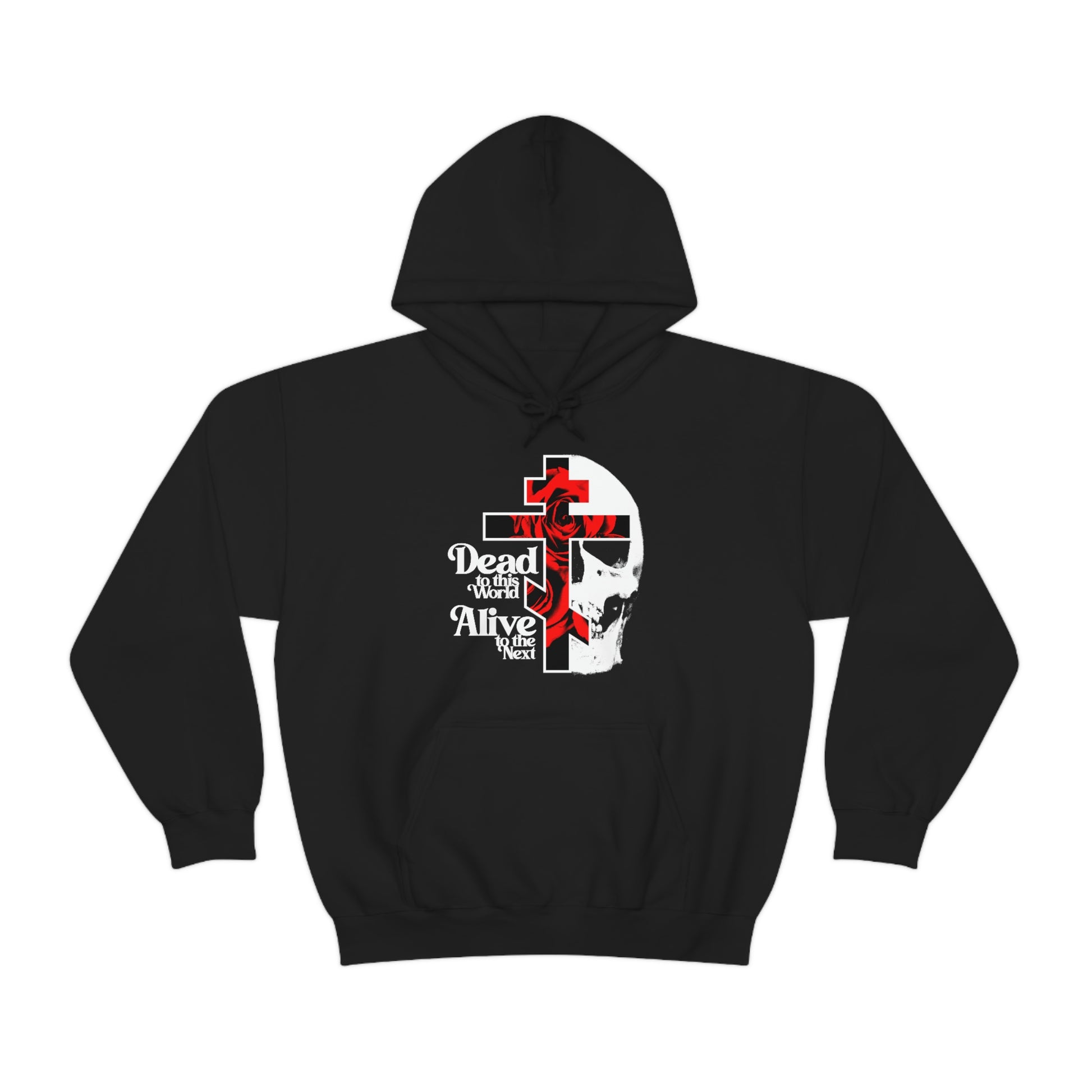 Dead to this World Alive to the Next | Goth Aesthetic Flower Cross & Skull | Bestselling Orthodox Christian Hoodie / Hooded Sweatshirt-Black-S-Remembrance of Death
