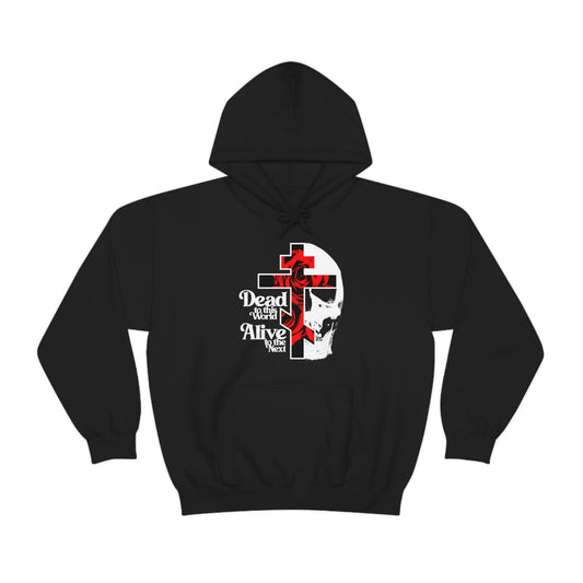 Dead to this World Alive to the Next | Goth Aesthetic Flower Cross & Skull | Bestselling Orthodox Christian Hoodie / Hooded Sweatshirt-Black-S-Remembrance of Death