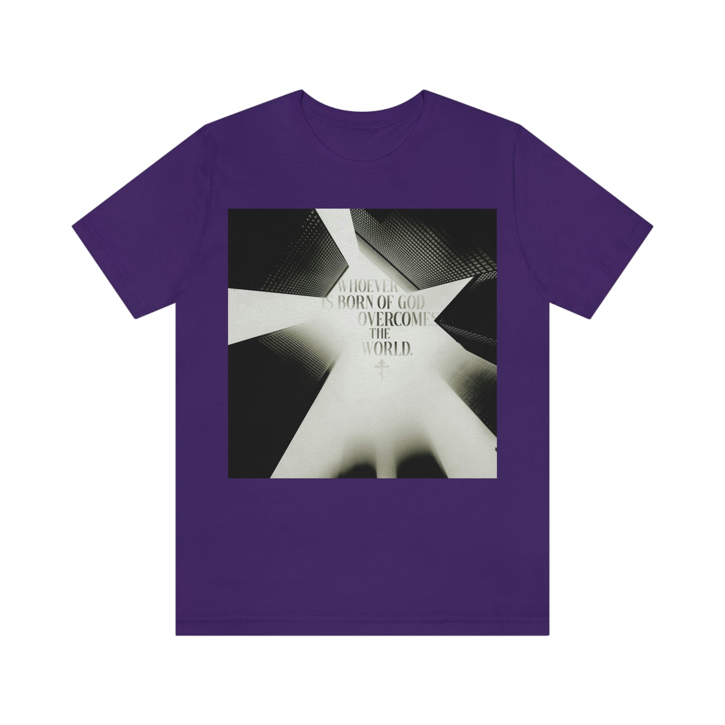 Whosoever is Born of God Overcomes the World (1 John 5:1:-4) | Modern Cityscape Aesthetic | Orthodox Christian T-Shirt