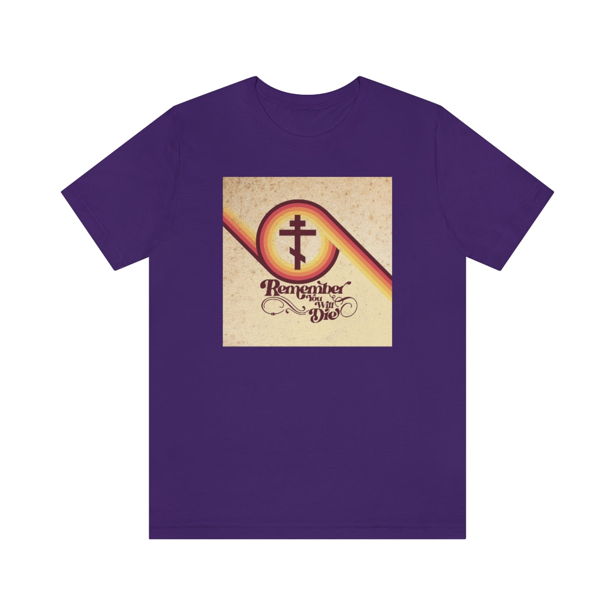 Remember You Will Die | Beige Spiral 70s Typography Design | Orthodox Christian T-Shirt