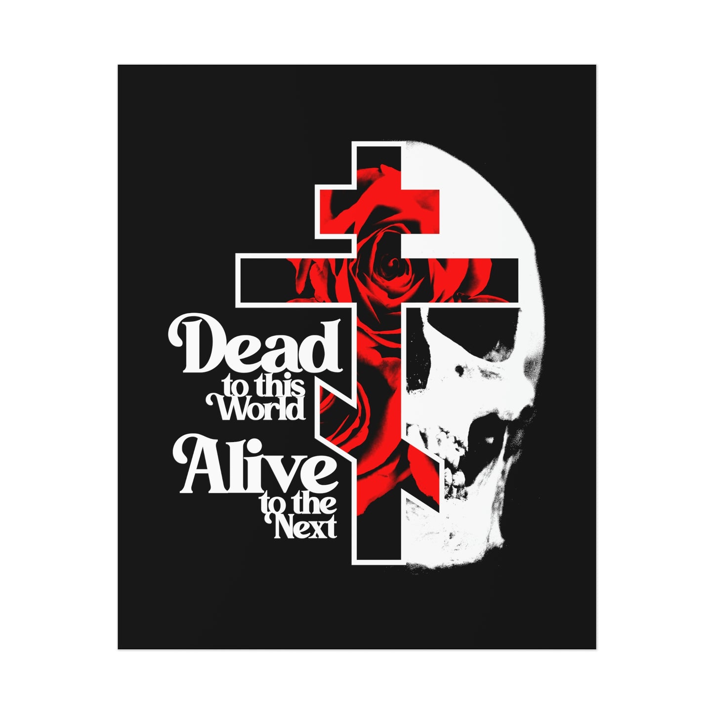 Dead to this World Alive to the Next | Goth Aesthetic Flower Cross & Skull | Bestselling Orthodox Christian Art Poster-9″ x 11″ (Vertical)-Uncoated-Remembrance of Death
