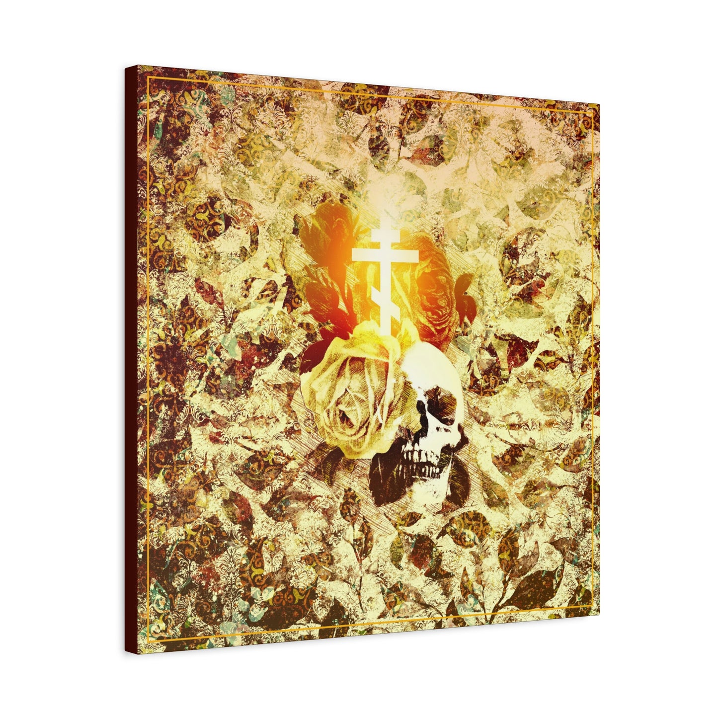 Art Cross: Rose & Skull No. 1 | Orthodox Christian Canvas Art