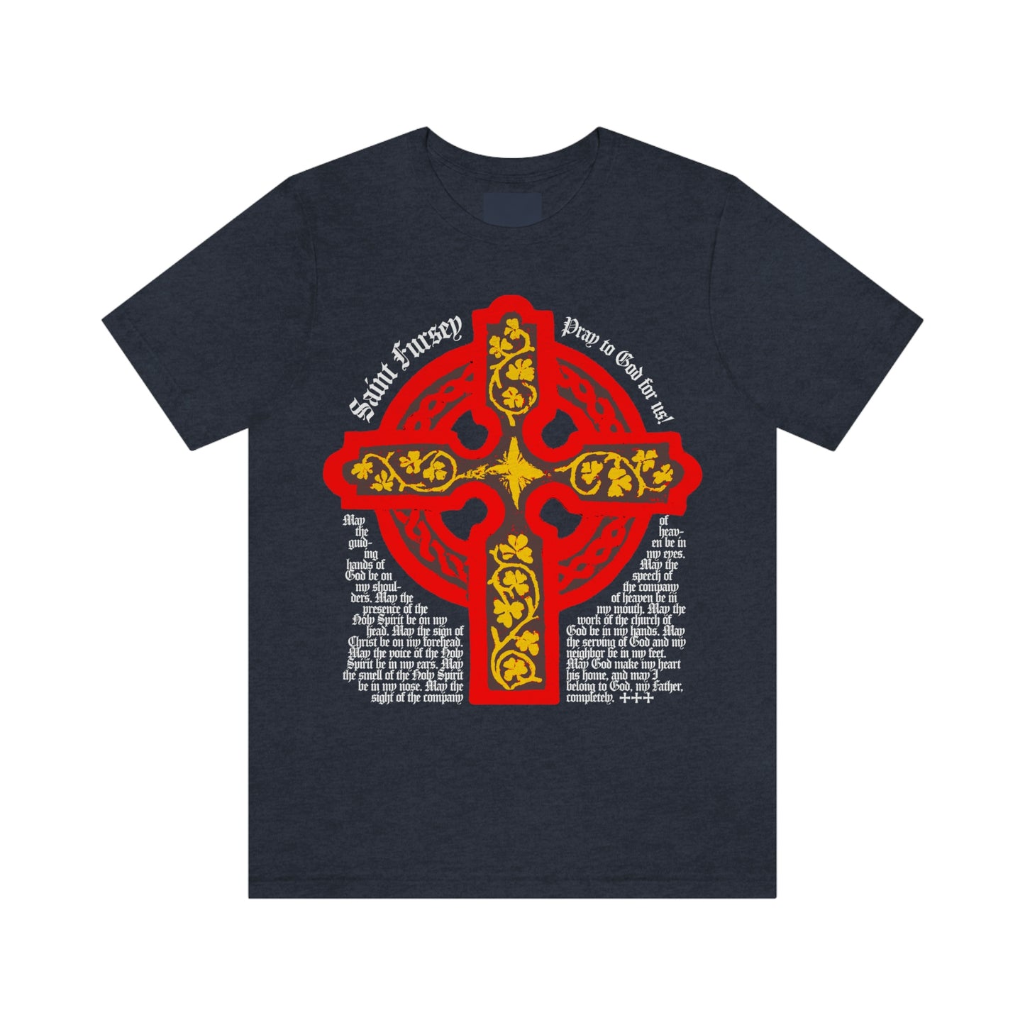 Lorica of St Fursey Western Orthodox Saint | Red and Gold Celtic Cross | Orthodox Christian T-Shirt