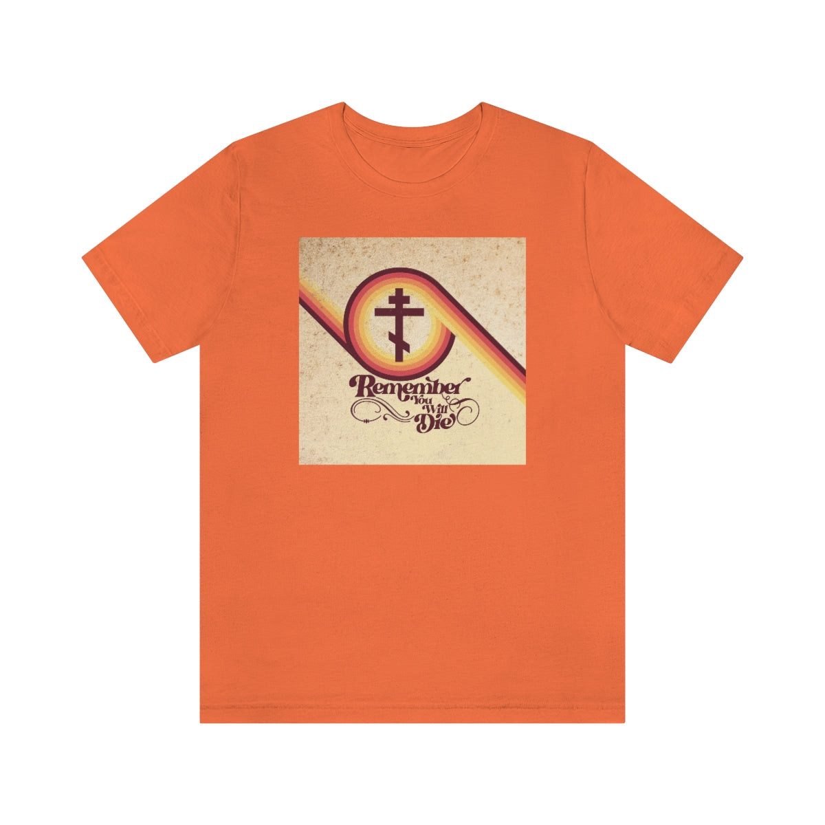 Remember You Will Die | Beige Spiral 70s Typography Design | Orthodox Christian T-Shirt