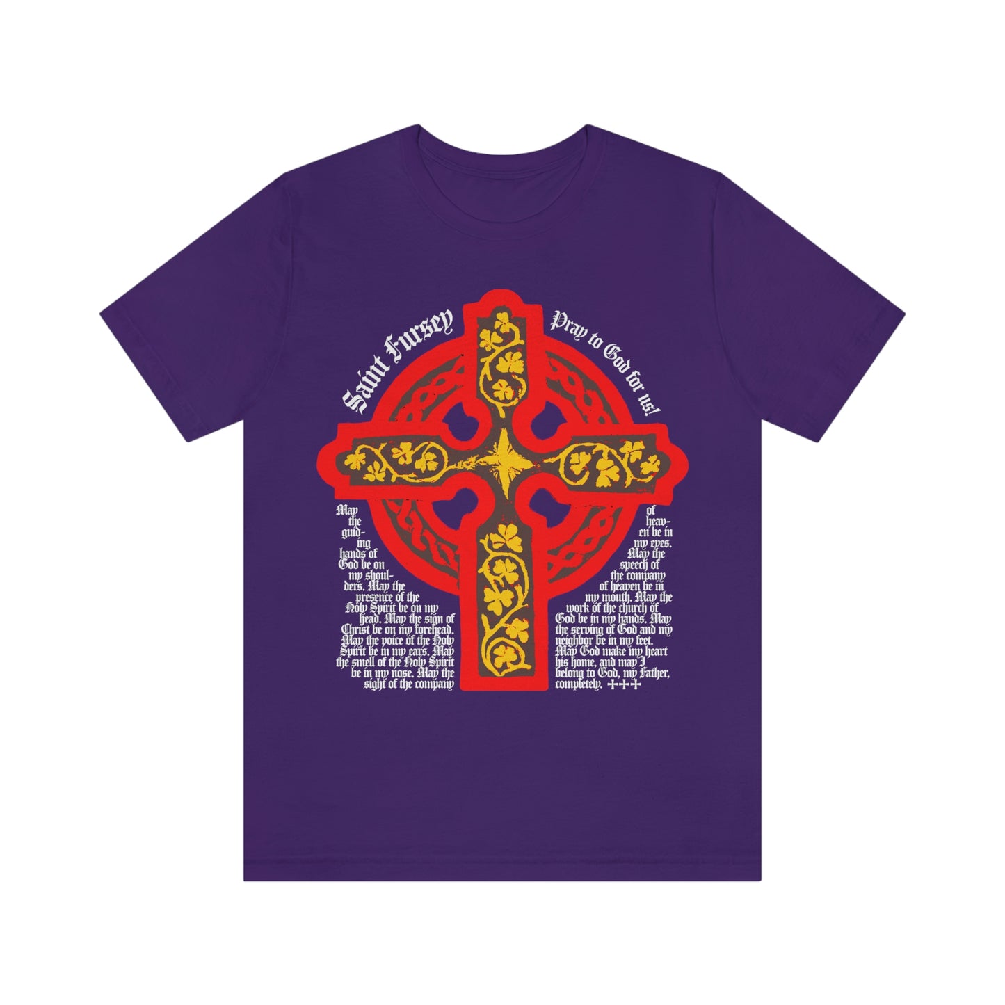 Lorica of St Fursey Western Orthodox Saint | Red and Gold Celtic Cross | Orthodox Christian T-Shirt