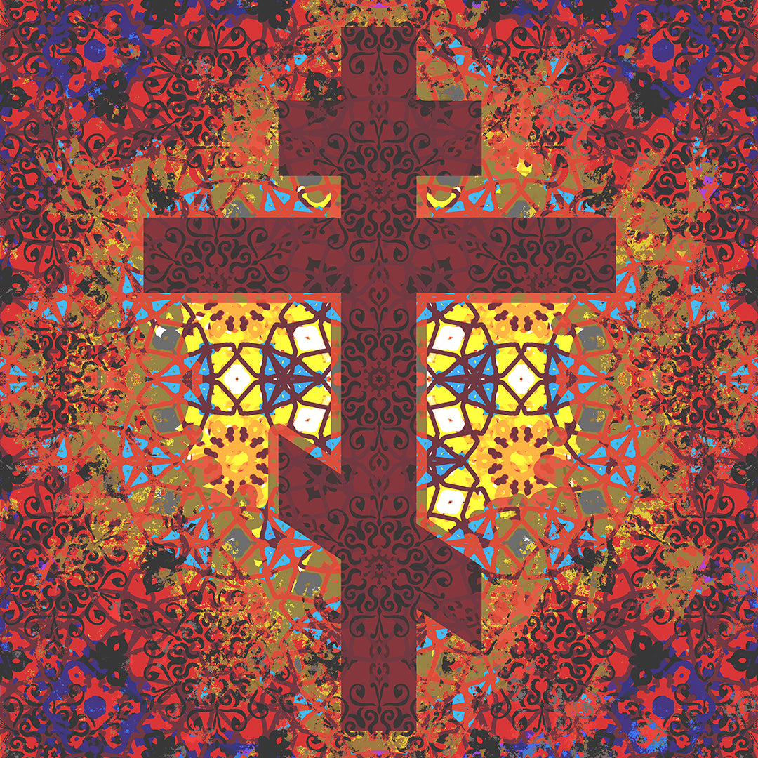 Stained Glass Cross Design No. 1 | Orthodox Christian T-Shirt