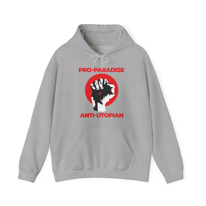 Pro-Paradise Anti-Utopian | Jesus Christ Crucified NIKA Fist | Resist the Dominant Secular Paradigm | Orthodox Christian Hoodie