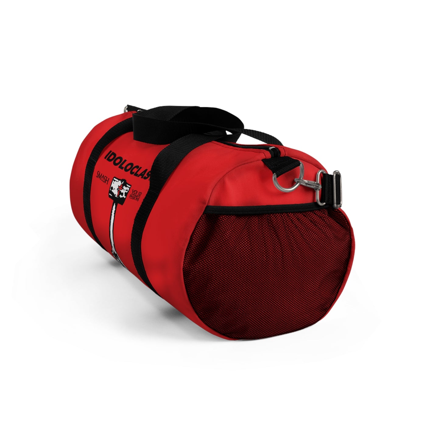Idoloclast Idol-Smasher | Jesus NIKA Fist w/ Sledgehammer on Red Background | Smash Your Passions | Orthodox Christian Gym Duffel Bag