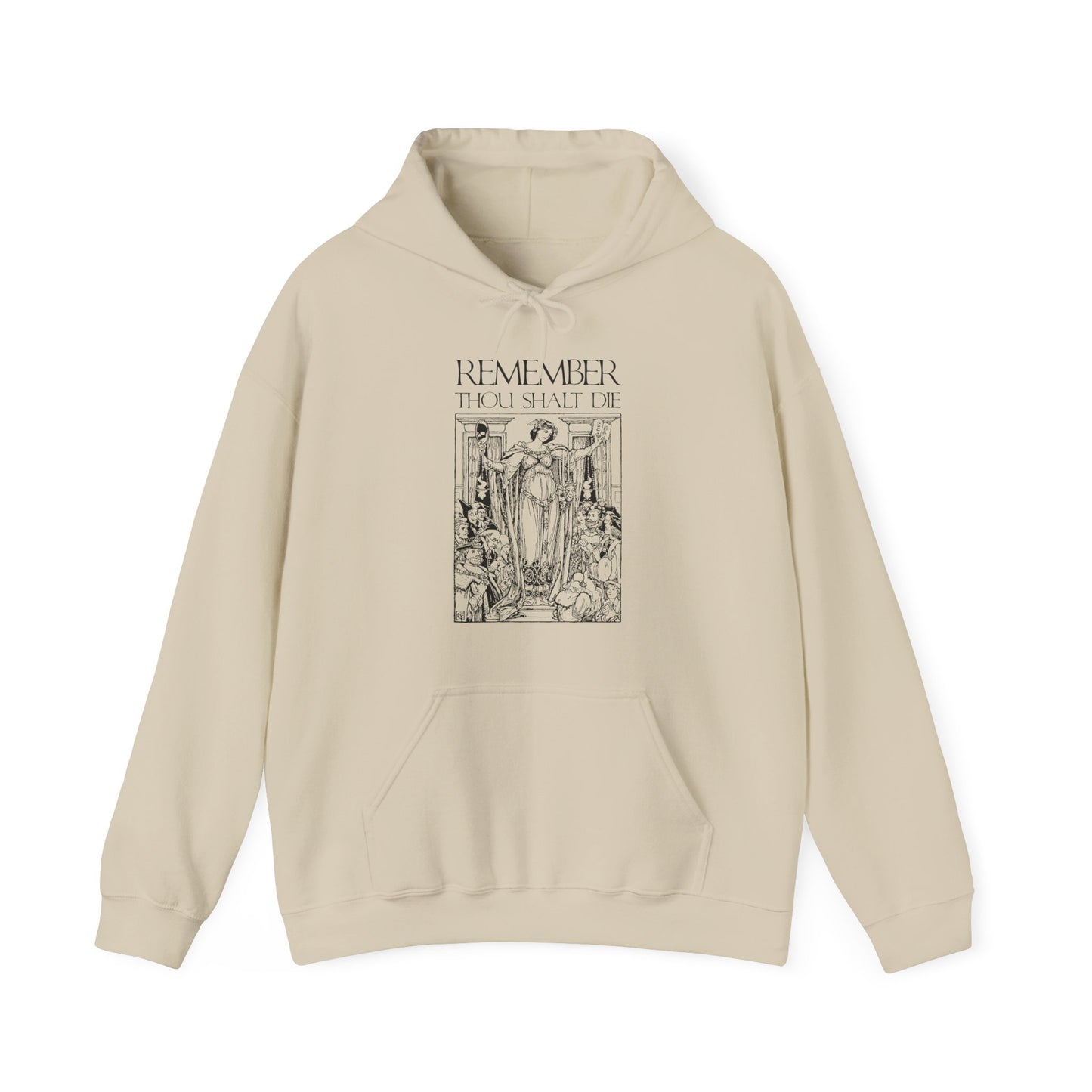 Remember You Will Die Shakespearean Design | Memento Mori | Classic Woodcut Illustration Aesthetic | Orthodox Christian Hoodie