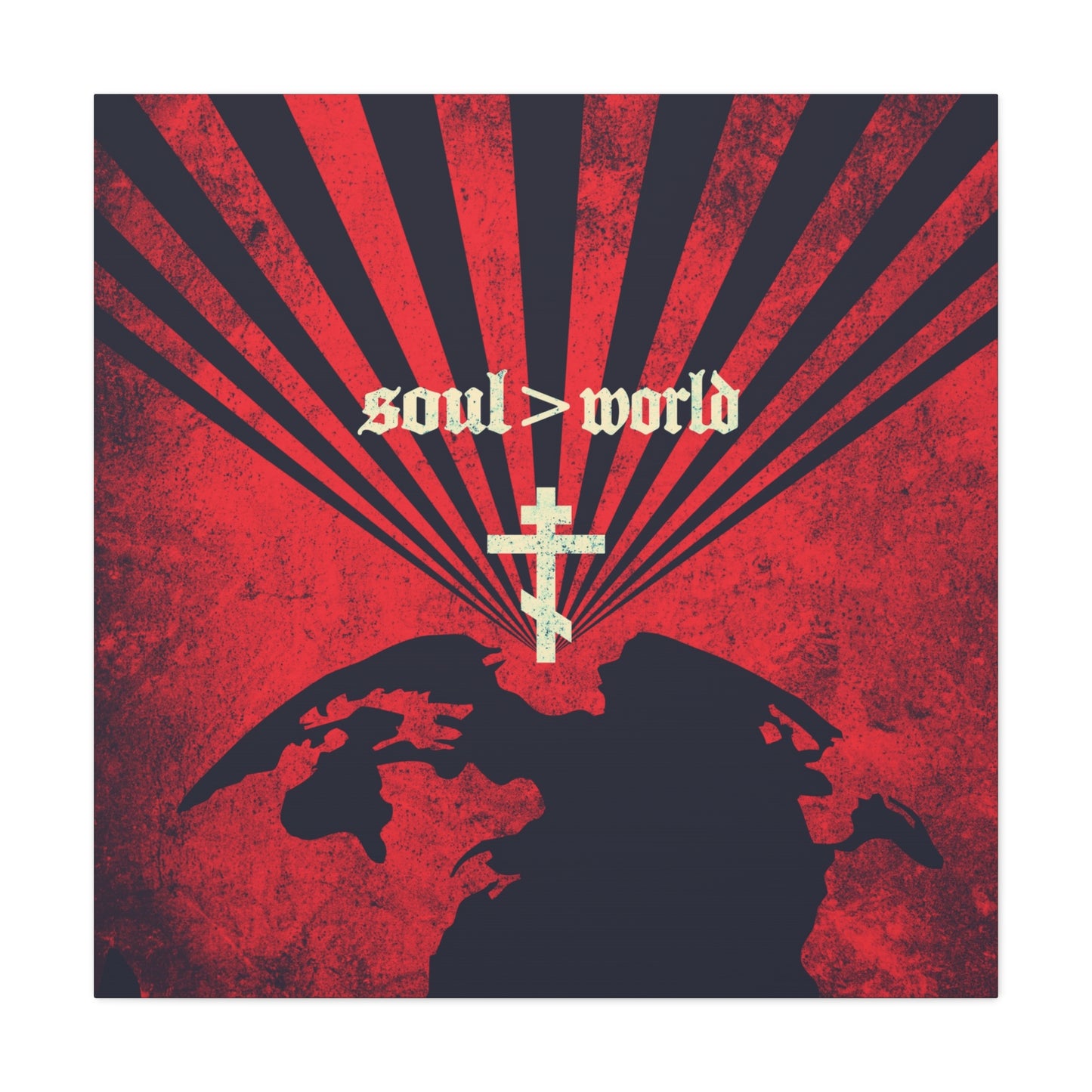 What Shall it Profit a Man | Matthew 16:26 | Soul Is Greater Than World | Red Earth White Cross | Orthodox Christian Canvas Art