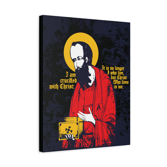St Paul Holding Gospel Iconographic | I am crucified with Christ (Galatians 2:20) | Orthodox Christian Canvas Art