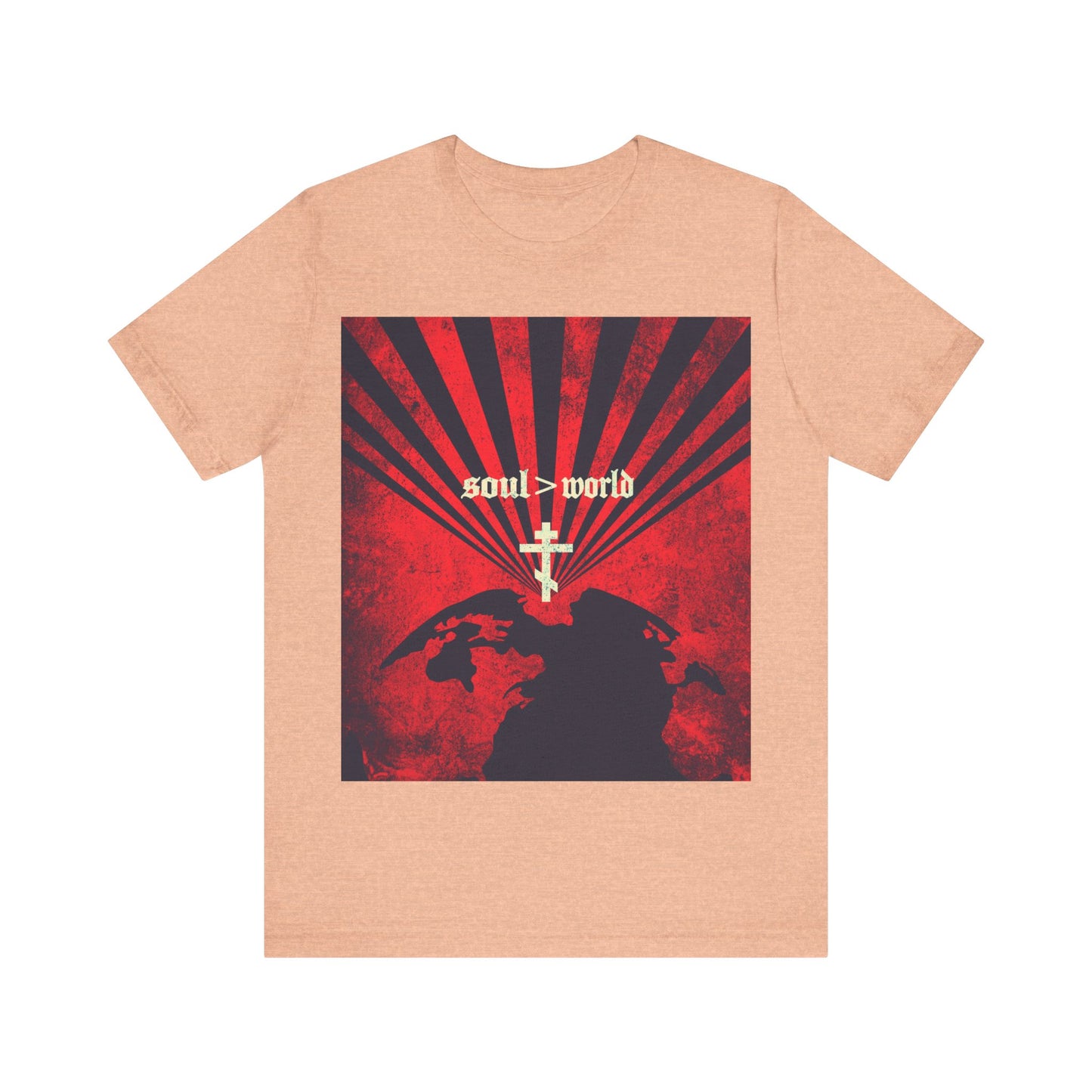 What Shall it Profit a Man | Matthew 16:26 | Soul Is Greater Than World | Red Earth Design with White Cross | Orthodox Christian T-Shirt
