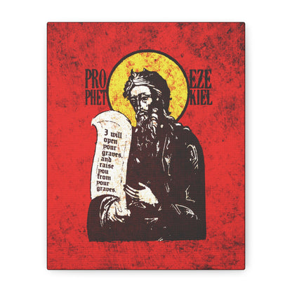 Prophet Ezekiel IconoGraphic | Textured, High Contrast Bright Red and Yellow Design | Old Testament | Orthodox Christian Canvas Art