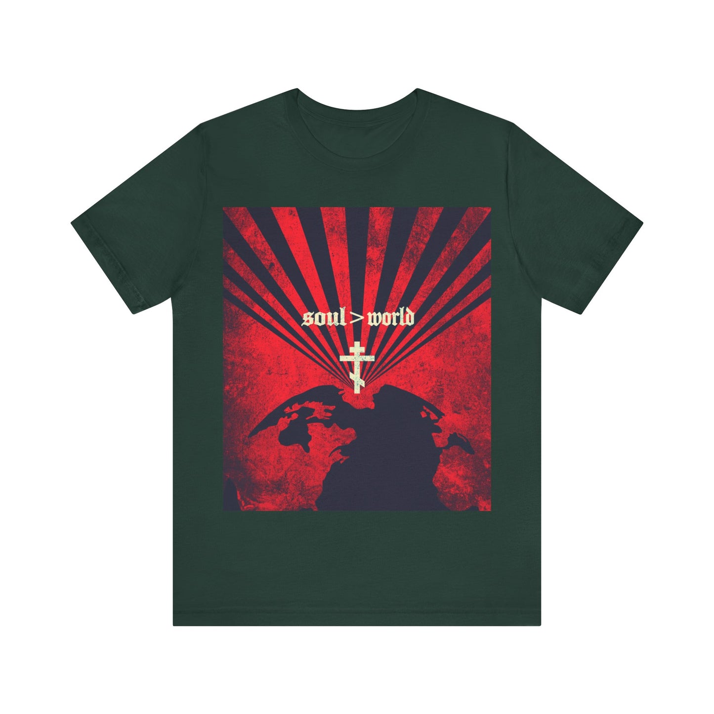 What Shall it Profit a Man | Matthew 16:26 | Soul Is Greater Than World | Red Earth Design with White Cross | Orthodox Christian T-Shirt