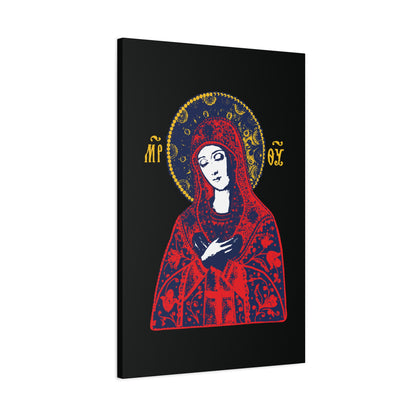 Joy of All Joys Tenderness Theotokos Iconographic Based on Traditional Orthodox Iconography | Red Design | Orthodox Christian Canvas Art
