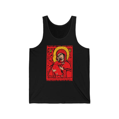 Vladimir Theotokos Icon (Blessed Art Thou Among Women) No. 1 | Orthodox Christian Jersey Tank Top / Sleeveless Shirt