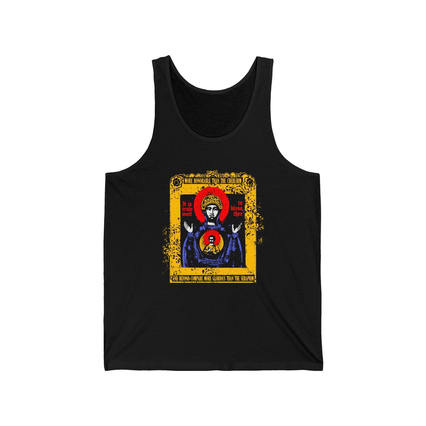 It is Truly Meet To Bless Thee Iconographic | Axion Estin Hymn to the Mother of God Theotokos | Orthodox Christian Jersey Tank Top