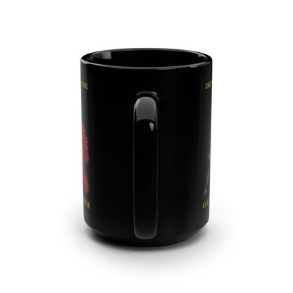 St Marina IconoGraphic (Depart from Me O Lawless One) | Saint Beating the Devil with a Hammer | Orthodox Christian Black Mug