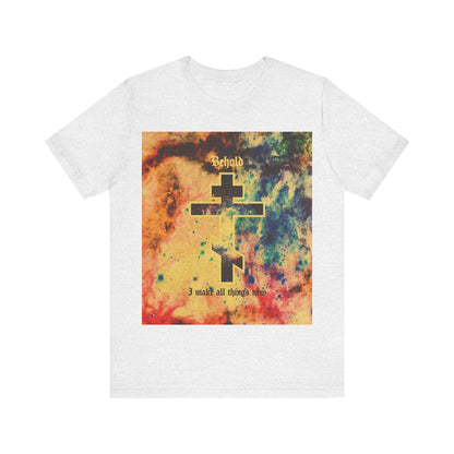 Behold, I Make All Things New (Revelation 21:5) | Cosmic Orthodox Cross On Inverted Starfield | Second Coming | Orthodox Christian Cotton T-Shirt