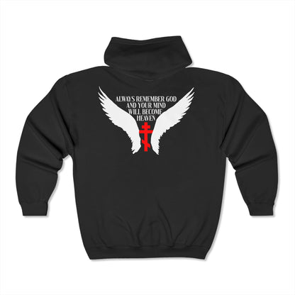 Always Remember God and Your Mind Will Become Heaven No. 1 | Orthodox Zipper Hoodie (Back Design)