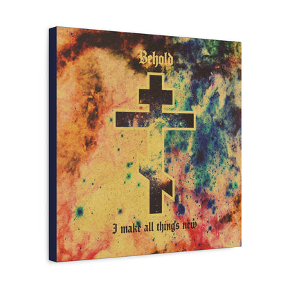 Behold, I Make All Things New (Revelation 21:5) | Cosmic Orthodox Cross On Inverted Starfield | Second Coming | Orthodox Christian Canvas Art