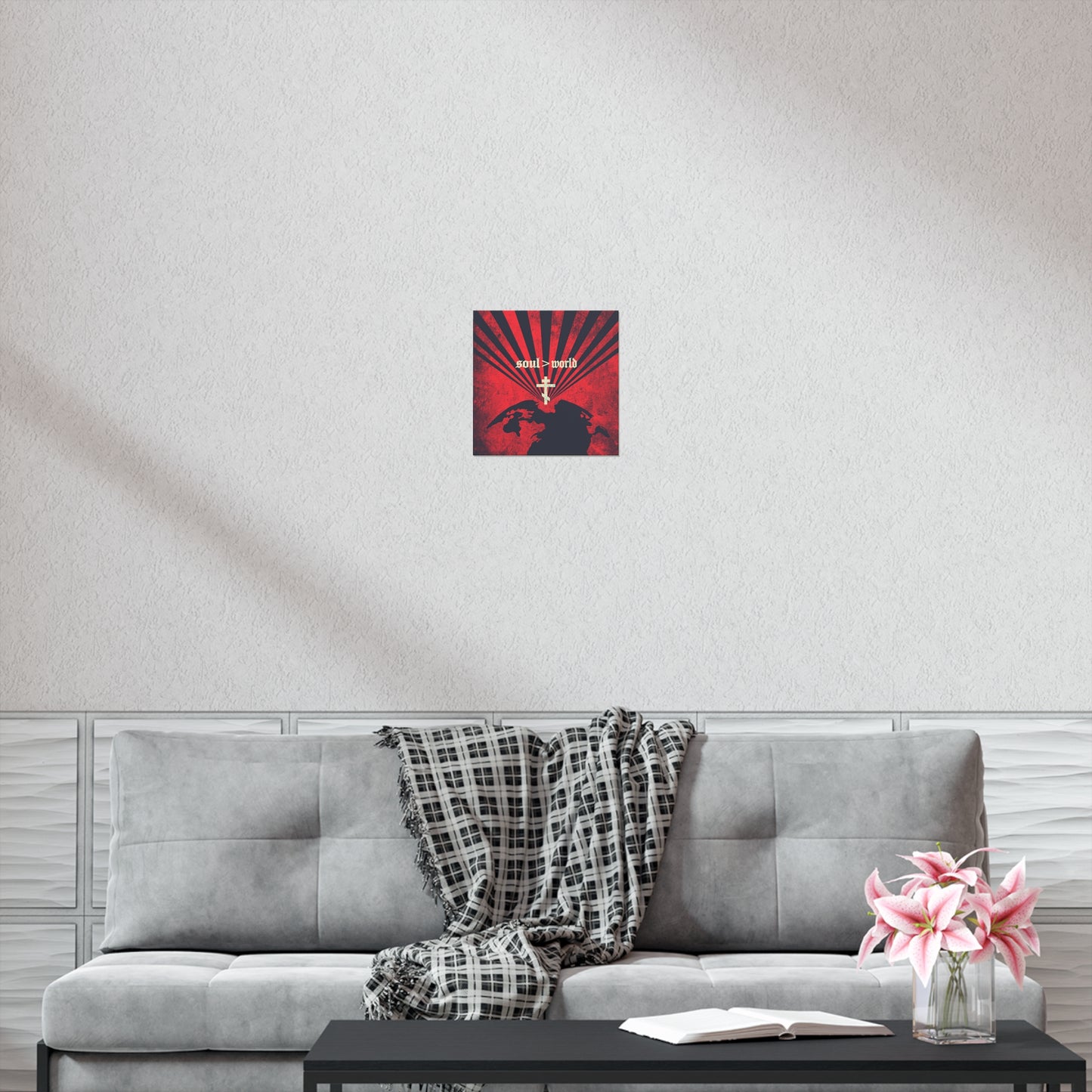 What Shall it Profit a Man | Matthew 16:26 | Soul Is Greater Than World | Red Earth White Cross | Orthodox Christian Art Poster