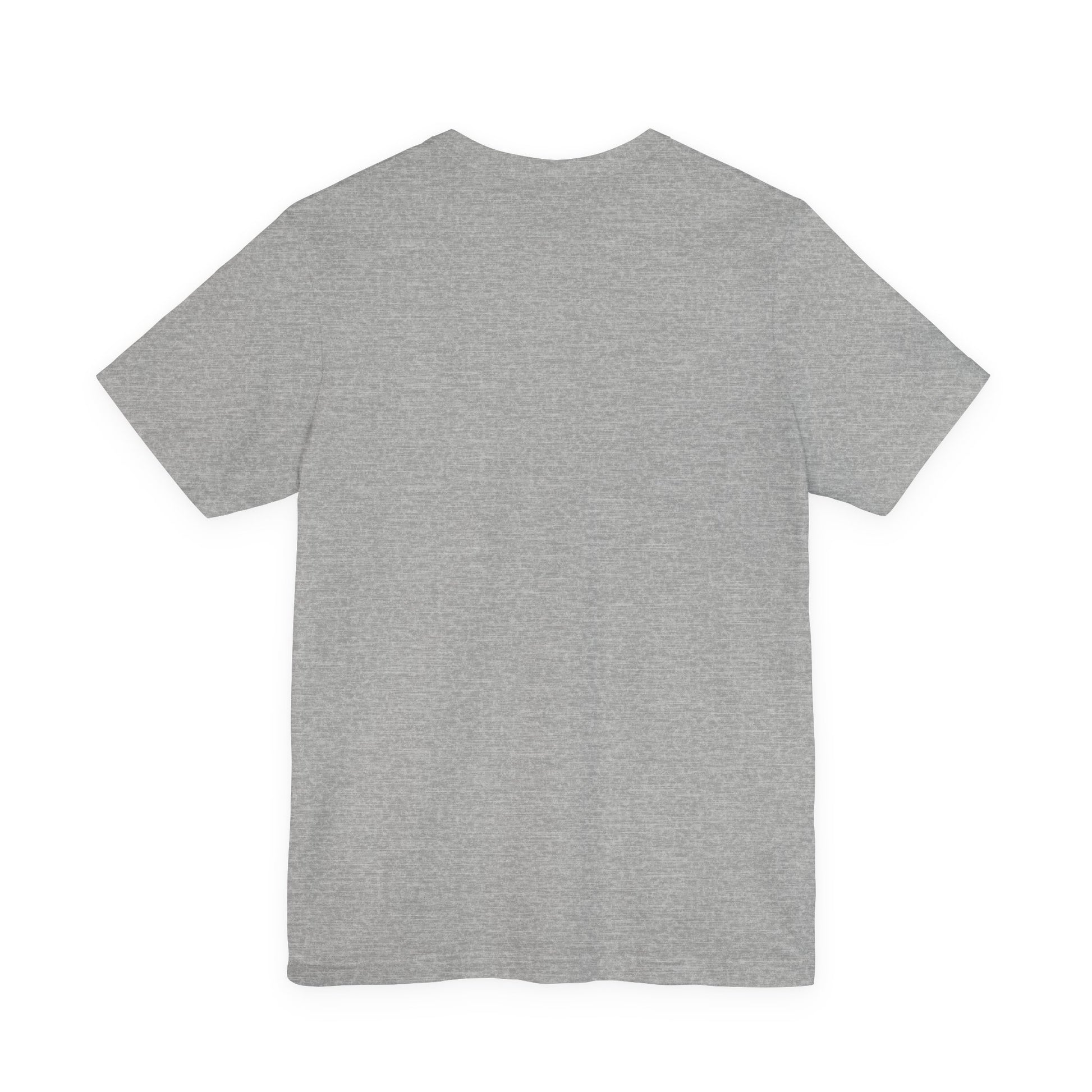 The Those Who Mourn Over Their Sins | St George Slaying Dragon IconoGraphic | St John Climacus | Orthodox Christian Lightweight Cotton Unisex Tee is displayed laid flat, showcasing the plain heather gray back against a white background—its quiet simplicity echoing St John Climacus’s contemplations on mourning over one’s sins, where subtlety transforms into a profound testament to the soul’s inner depth.
