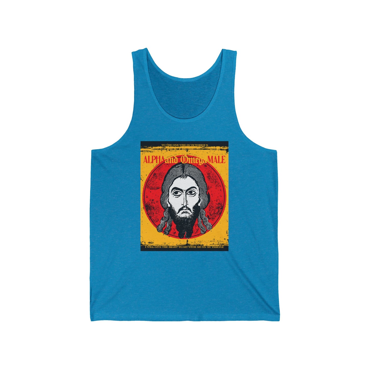 Alpha and Omega Male (Jesus Christ Image of Edessa IkonoGraphic) No. 1 | Orthodox Christian Tank Top