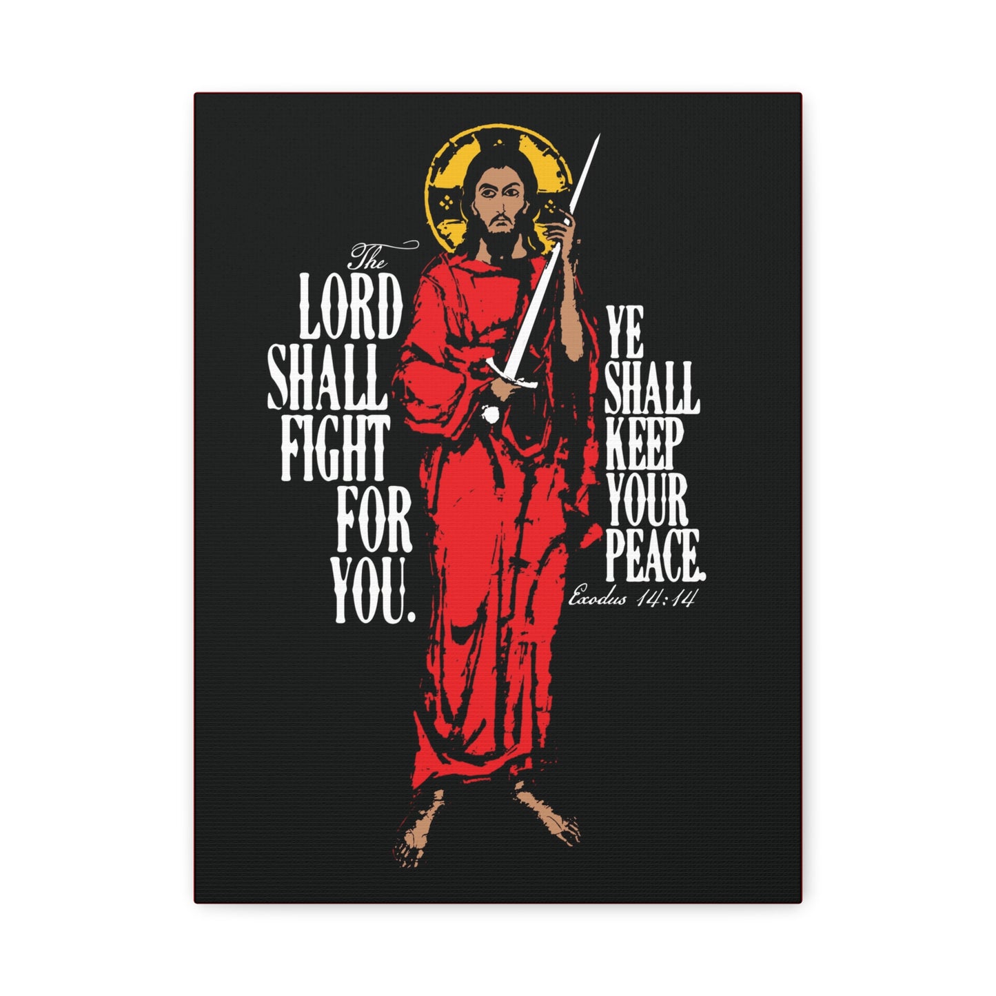 The Lord Shall Fight For You (Exodus 14:14) | Jesus Christ with Sword IconoGraphic | Orthodox Christian Canvas Art