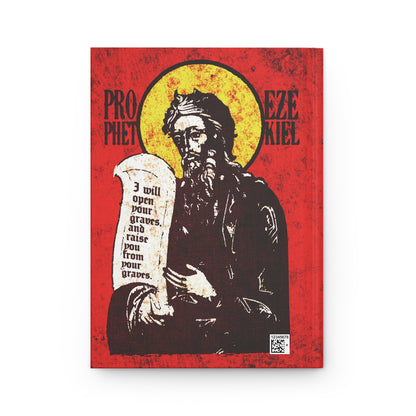 Prophet Ezekiel IconoGraphic | Textured, High Contrast Bright Red and Yellow Design | Old Testament | Orthodox Christian Hardcover Journal