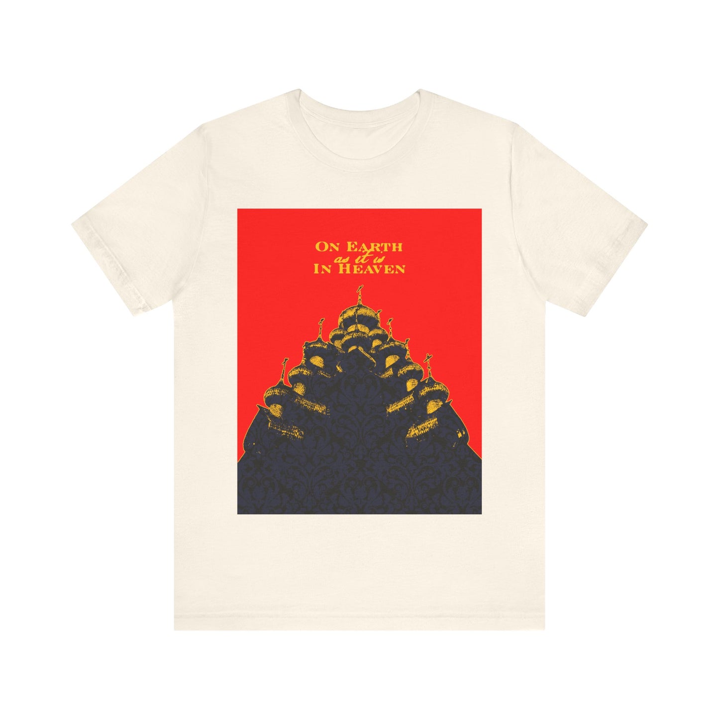 The Church: On Earth As It Is In Heaven | Lord's Prayer | Ancient Russian Wooden Church Design | Orthodox Christian Cotton T-Shirt
