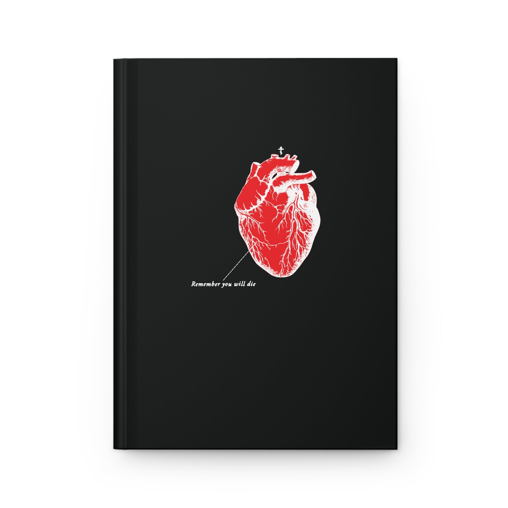 The Remember You Will Die hardcover journal features a retro medical textbook heart on the cover and includes Orthodox Christian styling. With its striking design, it’s perfect for inscribing Holy Fathers quotes within its pages.