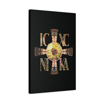 ICXC NIKA Celtic Style Equal Armed Cross | Bright Solar Texture | Orthodox Christian Canvas Art