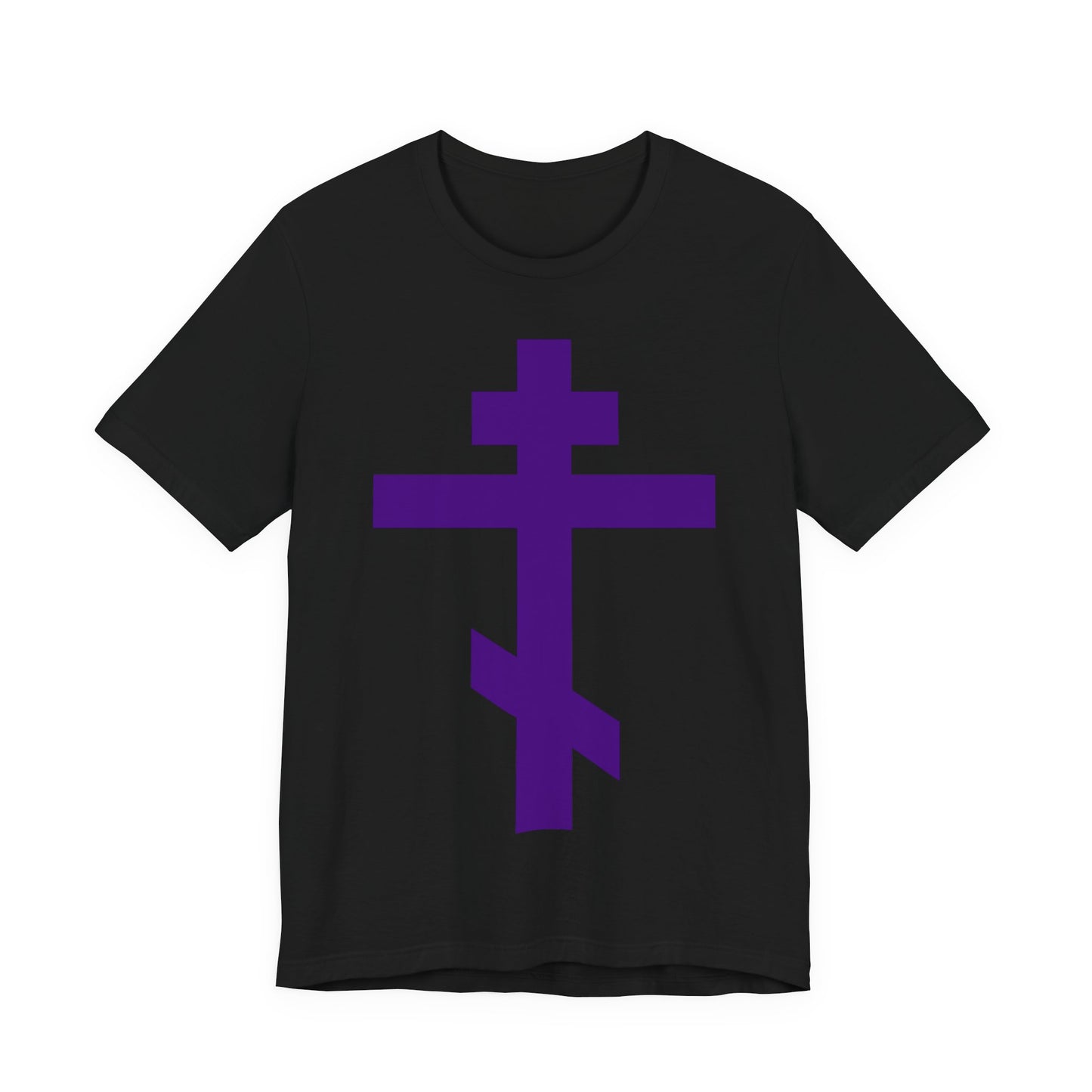 Purple Orthodox Tribar Cross | Preserve Thy People By Thy Cross, O Lord | Christ is King | Christian Unisex Cotton Tee