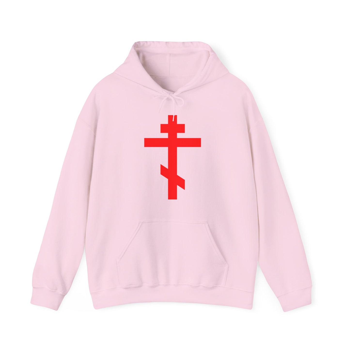 Bright Red Orthodox Tribar Cross | Preserve Thy People By Thy Cross, O Lord | Christ is King | Christian Streetwear Hoodie