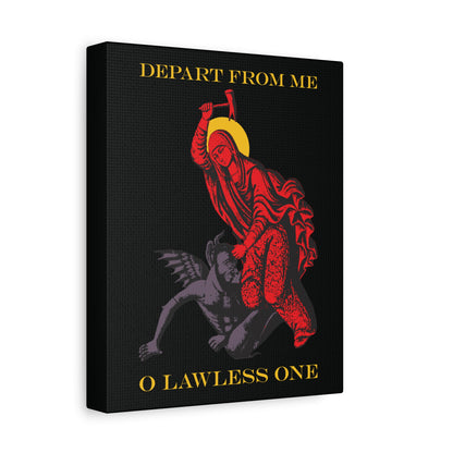 St Marina IconoGraphic (Depart from Me O Lawless One) | Saint Beating the Devil with a Hammer | Orthodox Christian Canvas Art