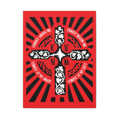 Red ICXC NIKA Enniskillen Celtic Cross | Lorica of St. Patrick | Shield Prayer | Orthodox Christian Canvas Art
