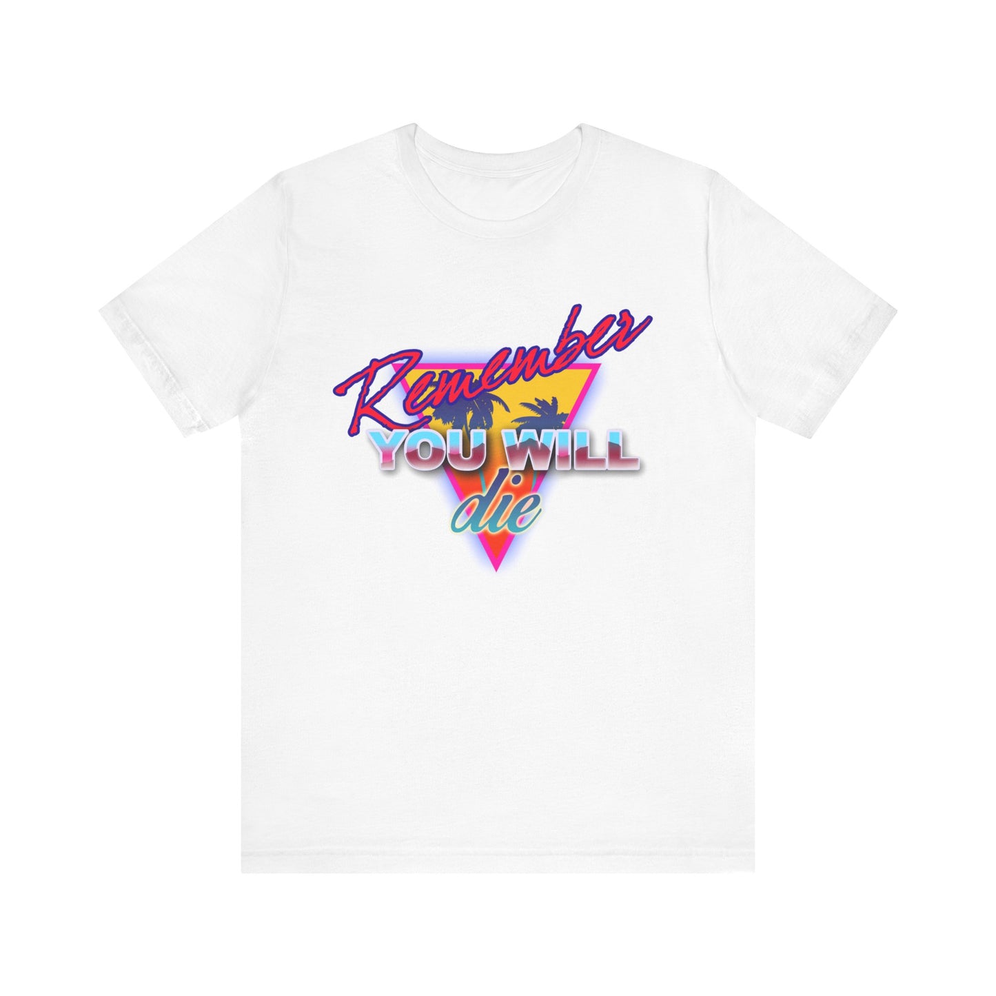 Remember You Will Die Palm Tree 80s Retro Synthwave Style | Memento Mori | Nostalgic Orthodox Christian Cotton T-Shirt
