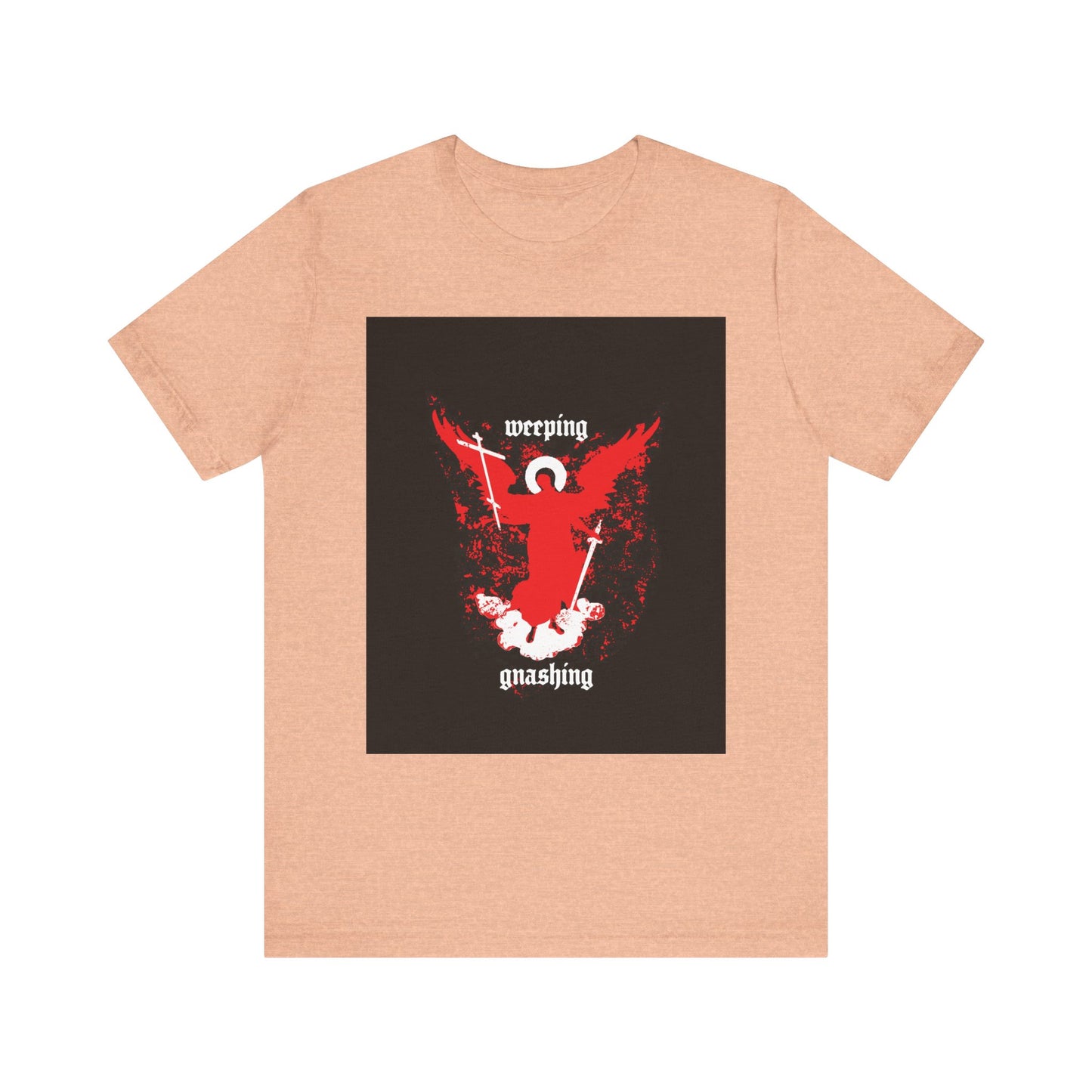 Weeping and Gnashing (Matthew 13:41) | Red Avenging Angel IconoGraphic | Orthodox Christian Lightweight Cotton Unisex Tee