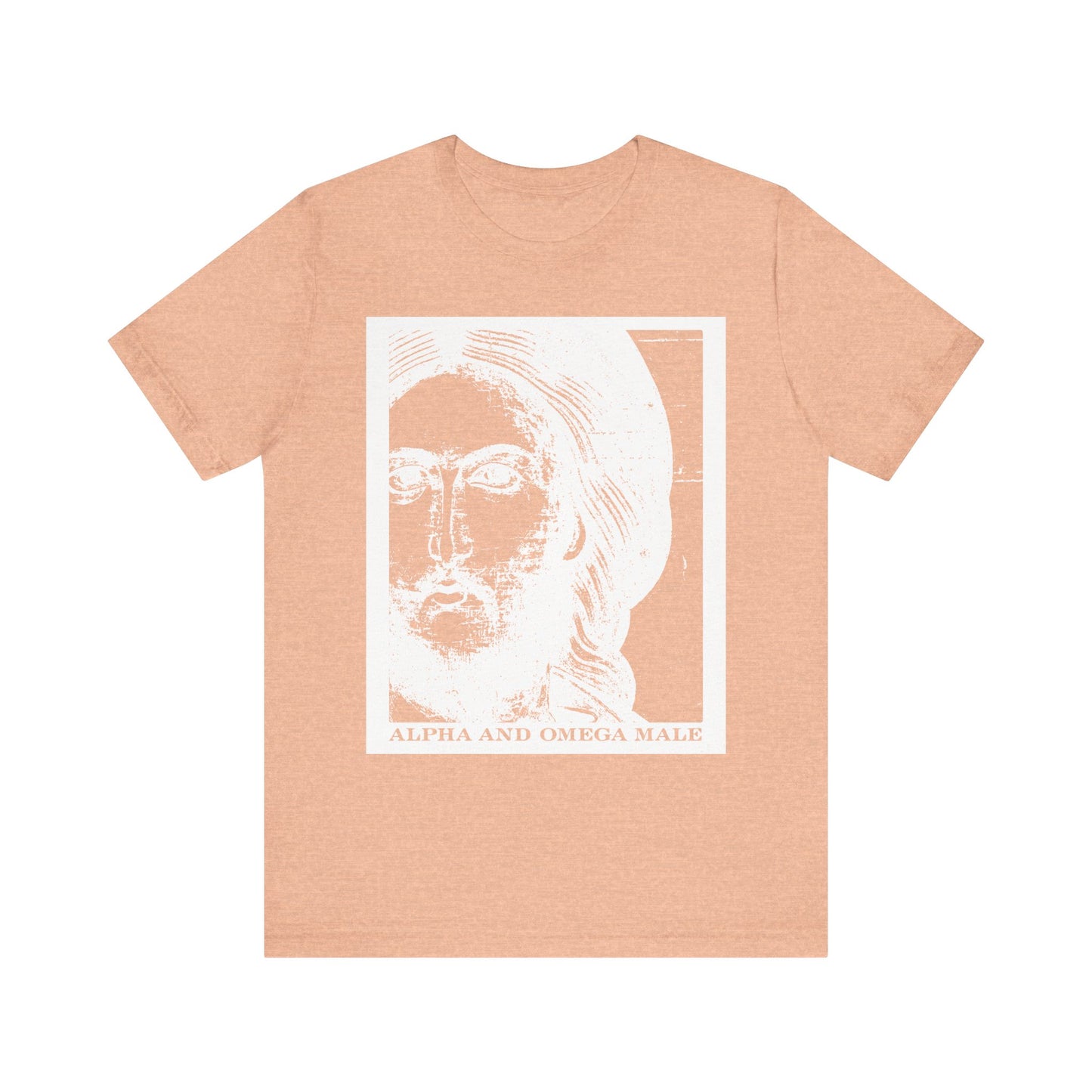 Alpha & Omega Male | Jesus Christ Icono-Graphic Photonegative | I am the Beginning & the End (Rev 22) | Lightweight Cotton Unisex T-Shirt