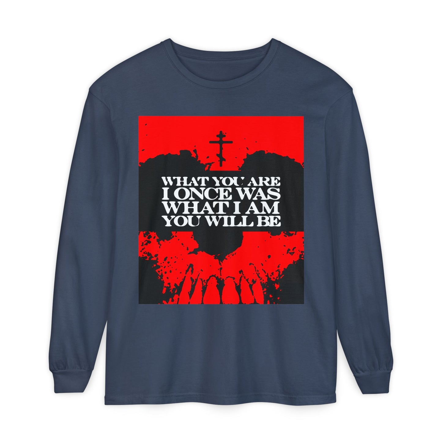 What You Are, I Once Was. What I Am, You Will Be | Memento Mori | Red Skull Remembrance of Death | Orthodox Christian Long Sleeve Shirt