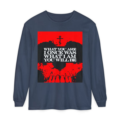What You Are, I Once Was. What I Am, You Will Be | Memento Mori | Red Skull Remembrance of Death | Orthodox Christian Long Sleeve Shirt