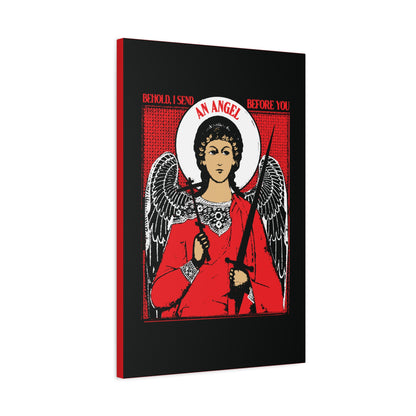 Behold I Send an Angel Before You (Ex 23:20) | Guardian Angel With Cross & Sword IconoGraphic | Orthodox Christian Canvas Art