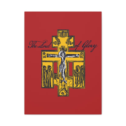The Lord of Glory | Russian Golgotha Crucifix IconoGraphic (Red BG) | 1 Corinthians 2:8 | Orthodox Christian Canvas Art