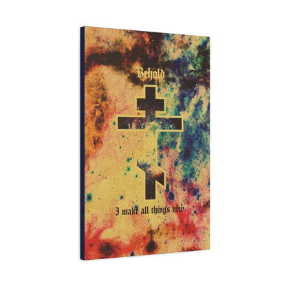 Behold, I Make All Things New (Revelation 21:5) | Cosmic Orthodox Cross On Inverted Starfield | Second Coming | Orthodox Christian Canvas Art