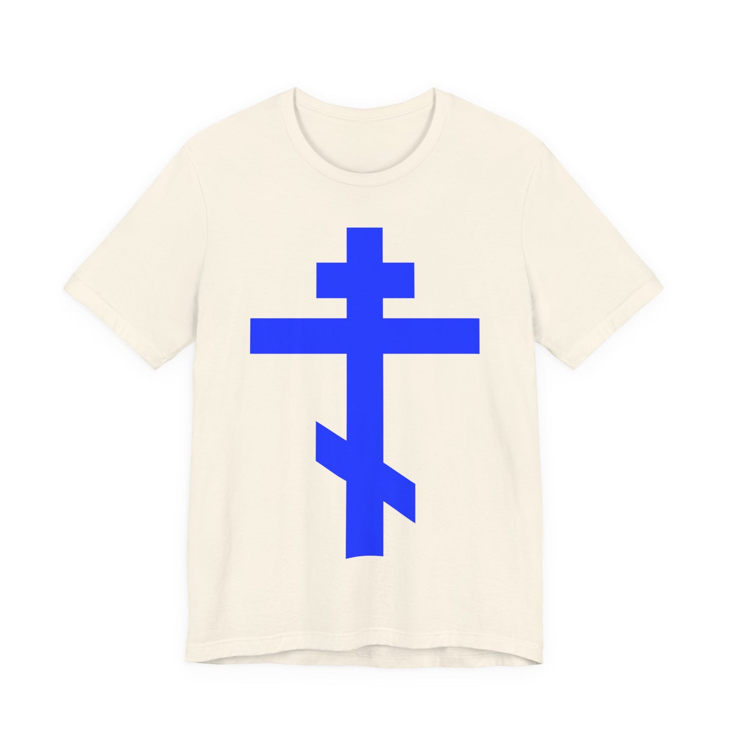 Royal Blue Orthodox Tribar Cross | Preserve Thy People By Thy Cross, O Lord | Christ is King | Christian Unisex Cotton Tee
